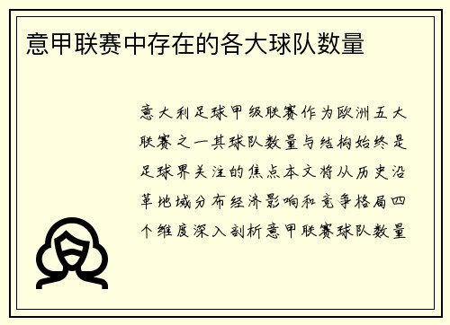 意甲联赛中存在的各大球队数量